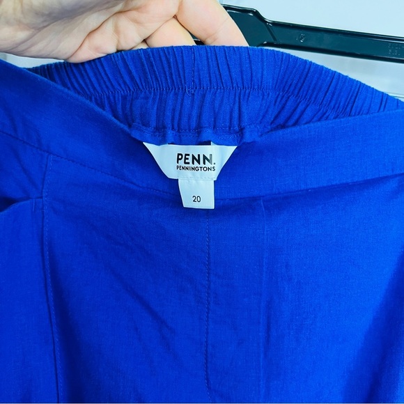 Penningtons Linen Blend Royal Blue Wide-leg Crop Pants Women Plus Size 20 - Picture 6 of 13